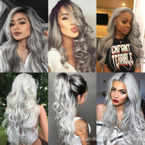 Water Wig Hair Lolita Wig Cosplay Wigs for Women Synthetic Middle Parting Blonde with Fake Hair Long Body Wave Ombre 1b/gray